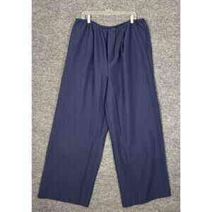 Studio Park Womens Amy Stran Wide Leg Pants Size XL Tall Navy Blue High Rise